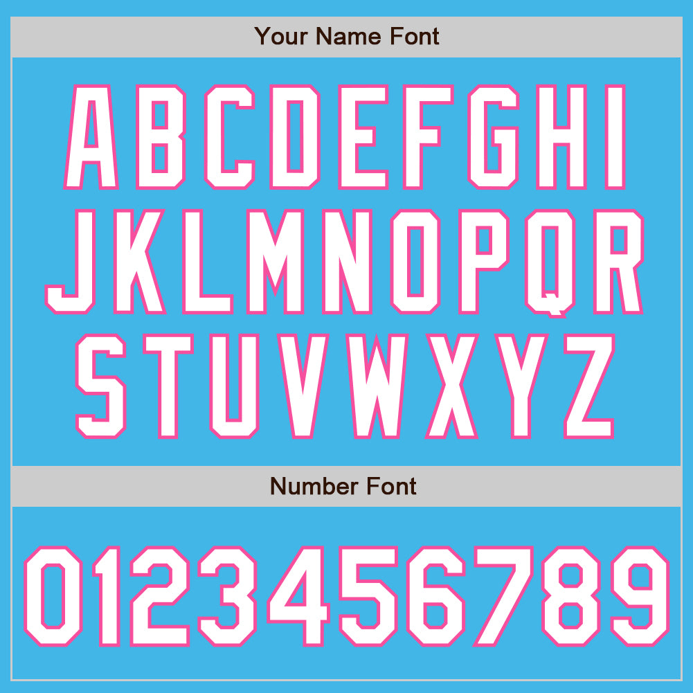 Custom Sky Blue White-Pink 3 Colors Arm Shapes Authentic Baseball Jersey