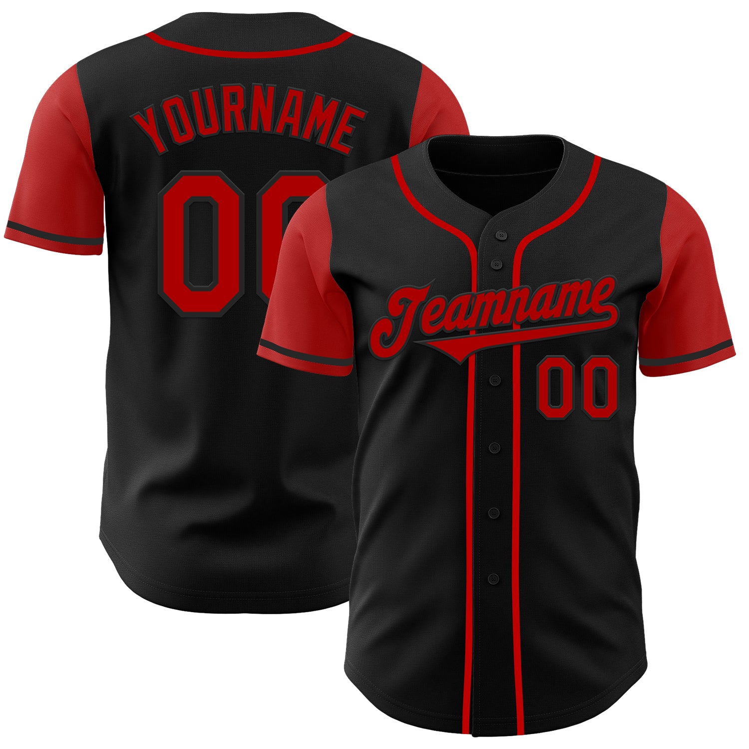 Custom Black Red Two Tone Authentic Baseball Jersey
