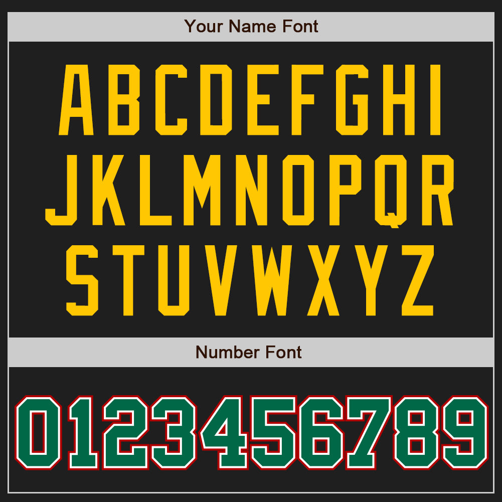 Custom Black Kelly Green-Gold Authentic Two Tone Baseball Jersey