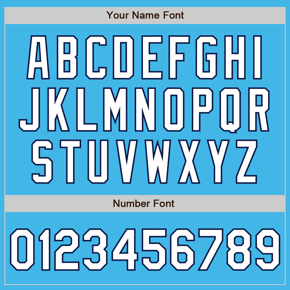 Custom Sky Blue White-Navy 3 Colors Arm Shapes Authentic Baseball Jersey