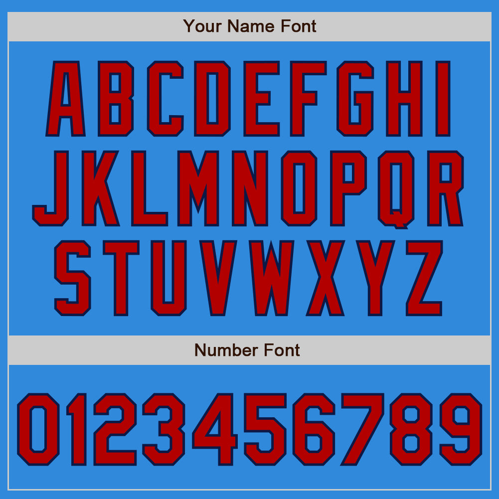 Custom Electric Blue Red-Navy 3 Colors Arm Shapes Authentic Baseball Jersey