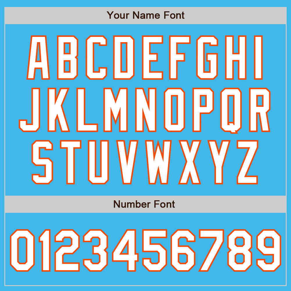 Custom Sky Blue White-Orange 3 Colors Arm Shapes Authentic Baseball Jersey