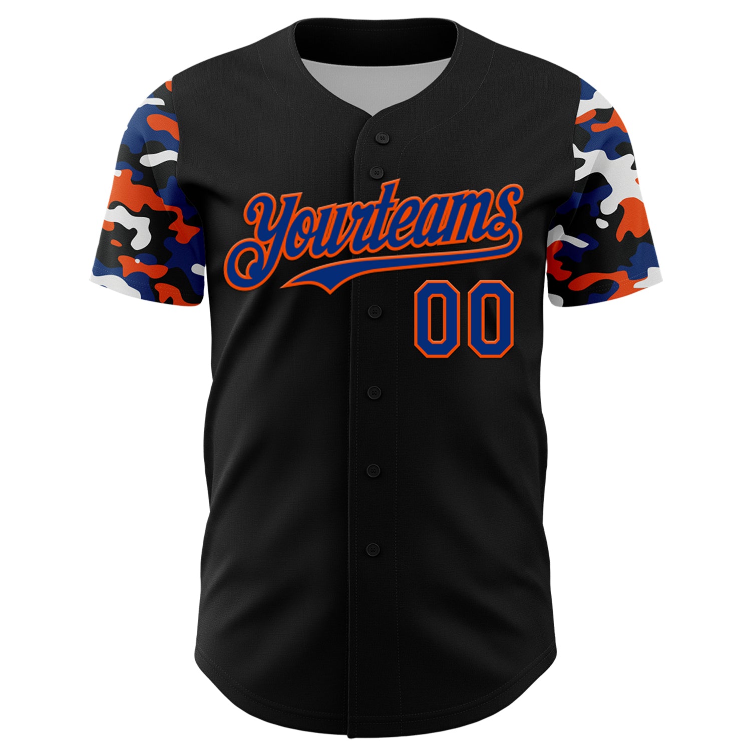 Custom Black Royal Orange-White Digital Camo Two Tone Authentic Baseball Jersey