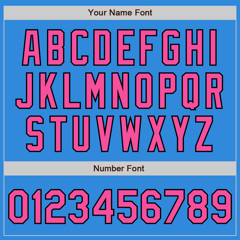 Custom Electric Blue Pink-Black 3 Colors Arm Shapes Authentic Baseball Jersey