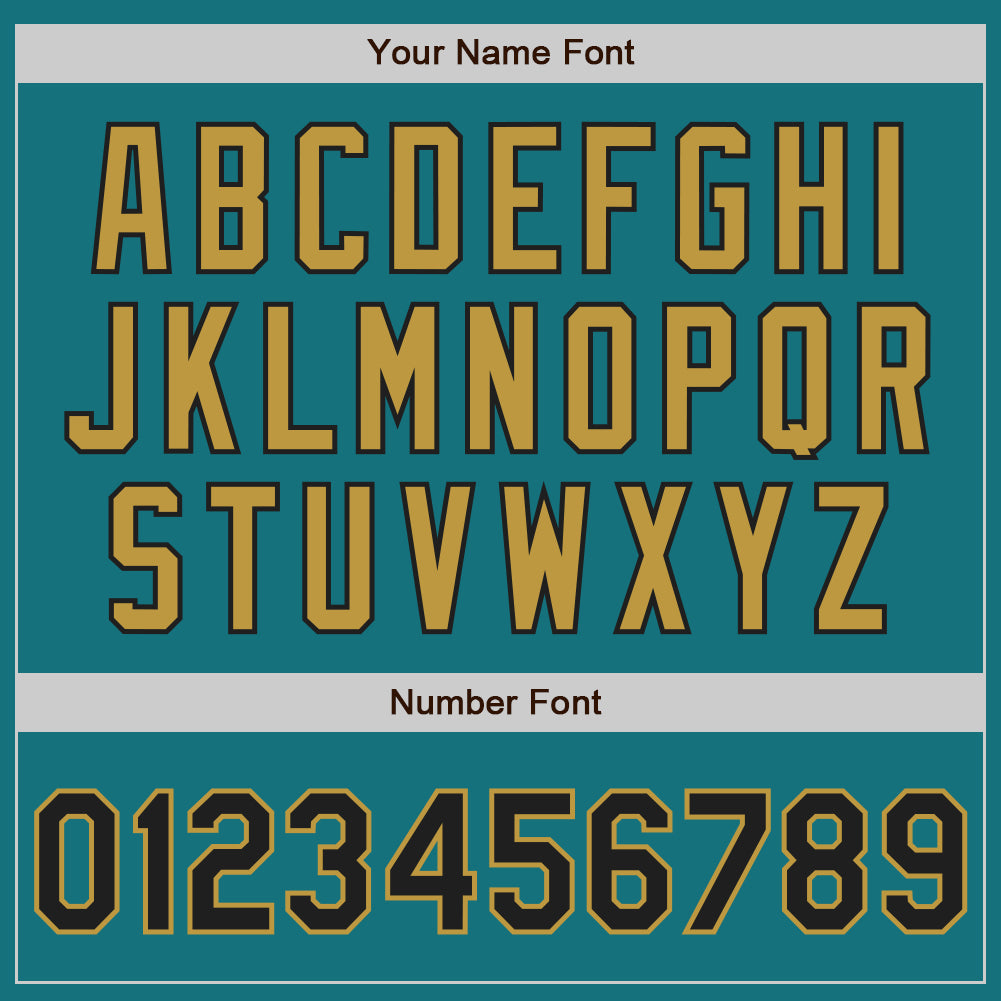 Custom Teal Black-Old Gold Authentic Raglan Sleeves Baseball Jersey